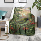 Bellbird New Zealand Personalised Blanket Korimako Harakeke Flower Native Forest