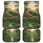 Bellbird New Zealand Personalised Car Mats Korimako Harakeke Flower Native Forest