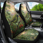 Bellbird New Zealand Personalised Car Seat Cover Korimako Harakeke Flower Native Forest