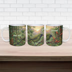 Bellbird New Zealand Personalised Ceramic Mug Korimako Harakeke Flower Native Forest