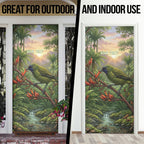 Bellbird New Zealand Personalised Door Cover Korimako Harakeke Flower Native Forest