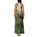 Bellbird New Zealand Personalised Family Matching Tank Maxi Dress and Hawaiian Shirt Korimako Harakeke Flower Native Forest