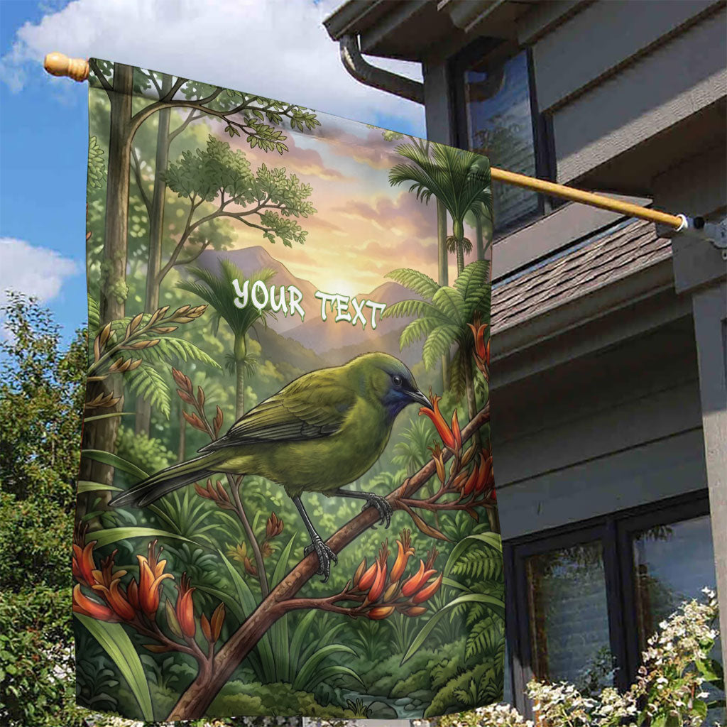 Bellbird New Zealand Personalised Garden Flag Korimako Harakeke Flower Native Forest