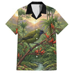 Bellbird New Zealand Personalised Hawaiian Shirt Korimako Harakeke Flower Native Forest
