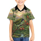 Bellbird New Zealand Personalised Hawaiian Shirt Korimako Harakeke Flower Native Forest