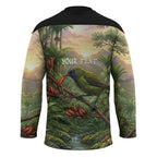 Bellbird New Zealand Personalised Hockey Jersey Korimako Harakeke Flower Native Forest