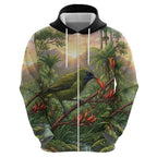 Bellbird New Zealand Personalised Hoodie Korimako Harakeke Flower Native Forest