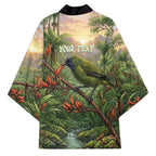 Bellbird New Zealand Personalised Kimono Korimako Harakeke Flower Native Forest