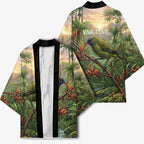Bellbird New Zealand Personalised Kimono Korimako Harakeke Flower Native Forest