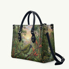Bellbird New Zealand Personalised Leather Bag Korimako Harakeke Flower Native Forest
