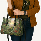 Bellbird New Zealand Personalised Leather Bag Korimako Harakeke Flower Native Forest