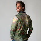 Bellbird New Zealand Personalised Long Sleeve Polo Shirt Korimako Harakeke Flower Native Forest