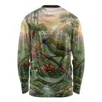 Bellbird New Zealand Personalised Long Sleeve Shirt Korimako Harakeke Flower Native Forest