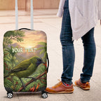 Bellbird New Zealand Personalised Luggage Cover Korimako Harakeke Flower Native Forest