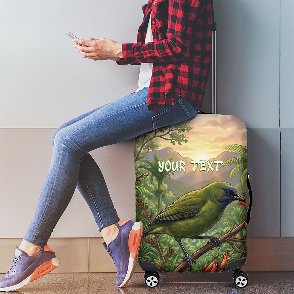 Bellbird New Zealand Personalised Luggage Cover Korimako Harakeke Flower Native Forest