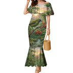 Bellbird New Zealand Personalised Mermaid Dress Korimako Harakeke Flower Native Forest