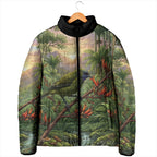 Bellbird New Zealand Personalised Padded Jacket Korimako Harakeke Flower Native Forest