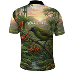 Bellbird New Zealand Personalised Polo Shirt Korimako Harakeke Flower Native Forest