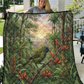 Bellbird New Zealand Personalised Quilt Korimako Harakeke Flower Native Forest