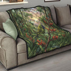 Bellbird New Zealand Personalised Quilt Korimako Harakeke Flower Native Forest