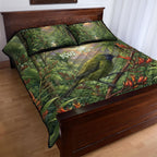Bellbird New Zealand Personalised Quilt Bed Set Korimako Harakeke Flower Native Forest