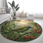 Bellbird New Zealand Personalised Round Carpet Korimako Harakeke Flower Native Forest