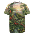 Bellbird New Zealand Personalised Rugby Jersey Korimako Harakeke Flower Native Forest