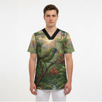 Bellbird New Zealand Personalised Scrub Top Korimako Harakeke Flower Native Forest