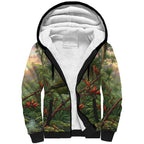 Bellbird New Zealand Personalised Sherpa Hoodie Korimako Harakeke Flower Native Forest