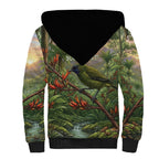Bellbird New Zealand Personalised Sherpa Hoodie Korimako Harakeke Flower Native Forest