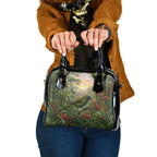 Bellbird New Zealand Personalised Shoulder Handbag Korimako Harakeke Flower Native Forest