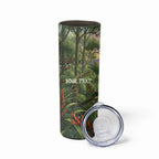 Bellbird New Zealand Personalised Skinny Tumbler Korimako Harakeke Flower Native Forest