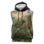 Bellbird New Zealand Personalised Sleeveless Hoodie Korimako Harakeke Flower Native Forest