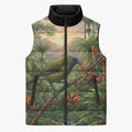 Bellbird New Zealand Personalised Sleeveless Puffer Jacket Korimako Harakeke Flower Native Forest