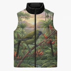 Bellbird New Zealand Personalised Sleeveless Puffer Jacket Korimako Harakeke Flower Native Forest