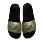 Bellbird New Zealand Personalised Slide Sandals Korimako Harakeke Flower Native Forest