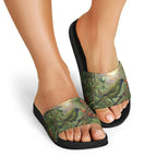 Bellbird New Zealand Personalised Slide Sandals Korimako Harakeke Flower Native Forest
