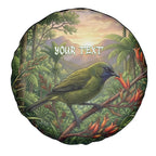 Bellbird New Zealand Personalised Spare Tire Cover Korimako Harakeke Flower Native Forest