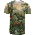 Bellbird New Zealand Personalised T Shirt Korimako Harakeke Flower Native Forest