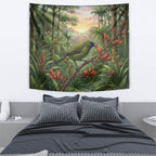 Bellbird New Zealand Personalised Tapestry Korimako Harakeke Flower Native Forest