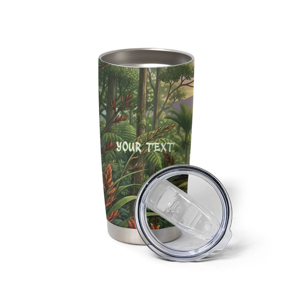 Bellbird New Zealand Personalised Tumbler Cup Korimako Harakeke Flower Native Forest