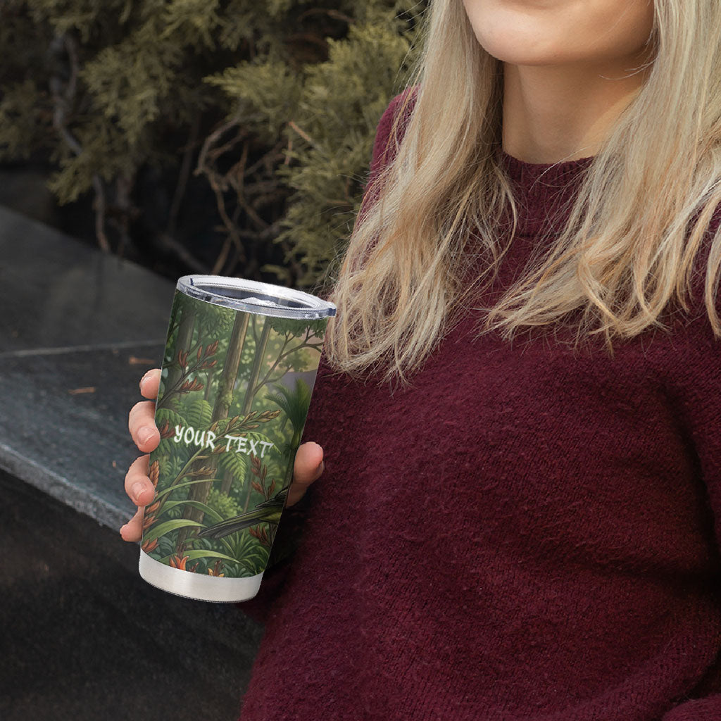 Bellbird New Zealand Personalised Tumbler Cup Korimako Harakeke Flower Native Forest
