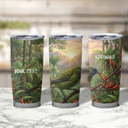 Bellbird New Zealand Personalised Tumbler Cup Korimako Harakeke Flower Native Forest