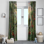 Bellbird New Zealand Personalised Window Curtain Korimako Harakeke Flower Native Forest