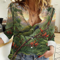 Bellbird New Zealand Personalised Women Casual Shirt Korimako Harakeke Flower Native Forest