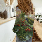 Bellbird New Zealand Personalised Women Casual Shirt Korimako Harakeke Flower Native Forest