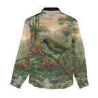 Bellbird New Zealand Personalised Women Casual Shirt Korimako Harakeke Flower Native Forest