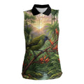 Bellbird New Zealand Personalised Women Sleeveless Polo Shirt Korimako Harakeke Flower Native Forest