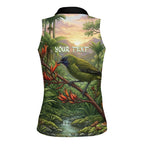 Bellbird New Zealand Personalised Women Sleeveless Polo Shirt Korimako Harakeke Flower Native Forest
