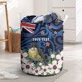 Tomtit New Zealand Personalised Laundry Basket Miromiro Manuka Flower Maori Pattern